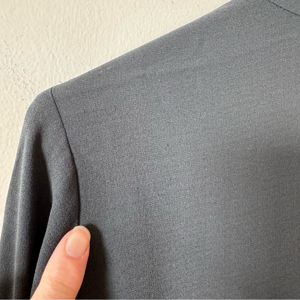 Eileen Fisher Black Silk Georgette Crepe Kimono Draped Open Blazer Jacket S - Picture 8 of 8